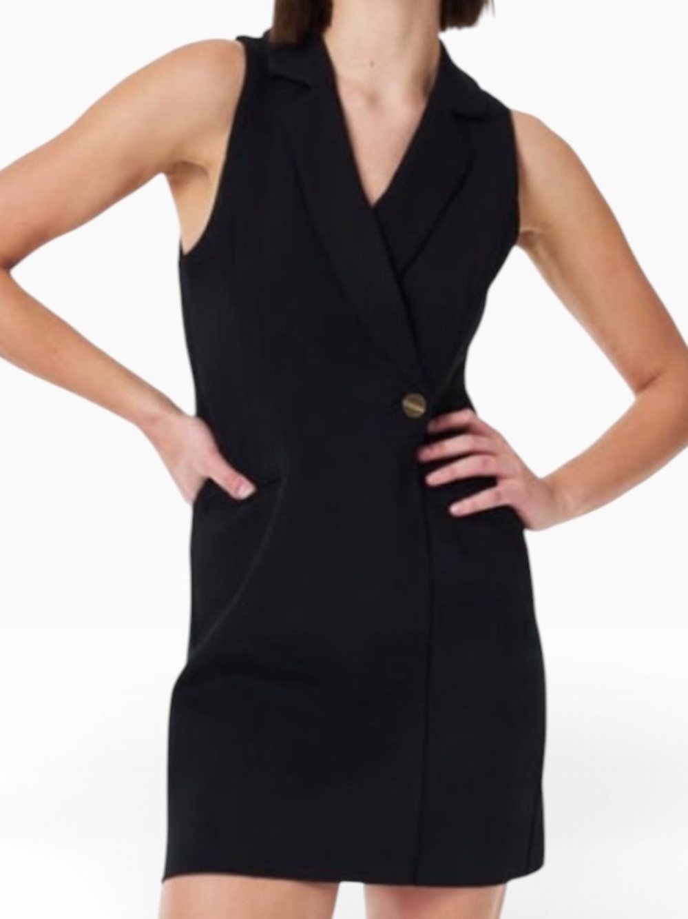 Spanx "The Perfect Vest Dress" Sleeveless Black Blazer Dress S